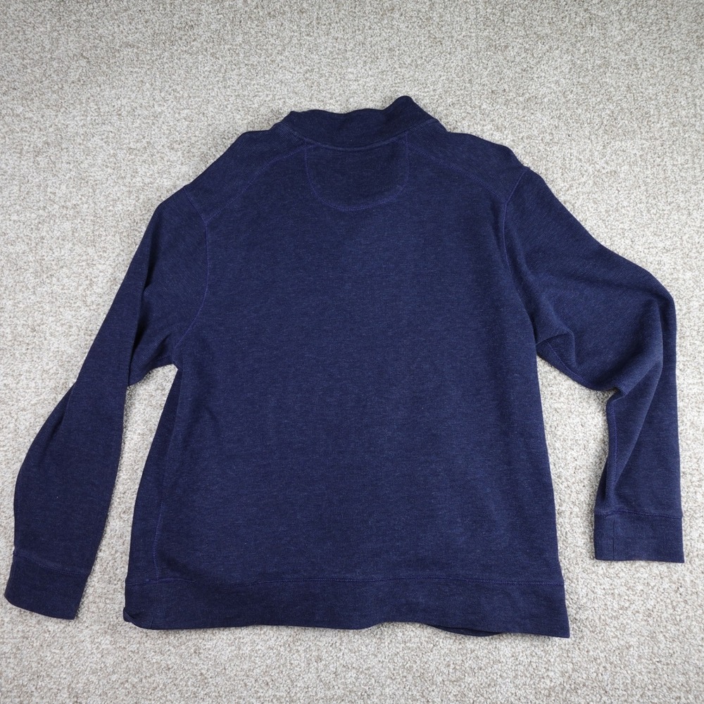 Tommy Bahama Mens Large Blue Waffle Knit Quarter Zip Pullover Sweater Marlin - Picture 5 of 6